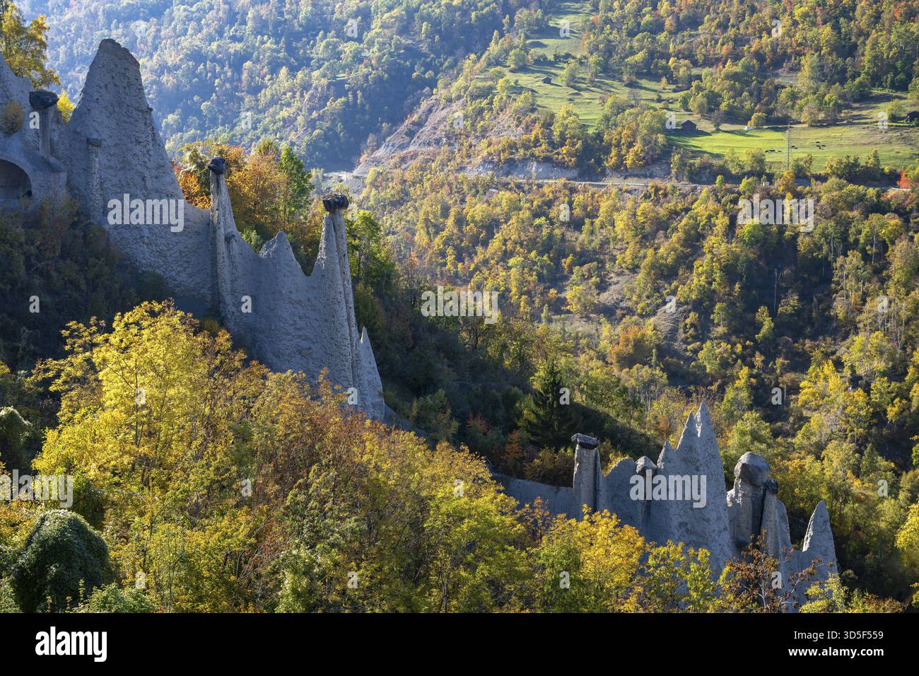 Earth pyramids of Euseigne, Canton of Valais, Switzerland Stock Photo