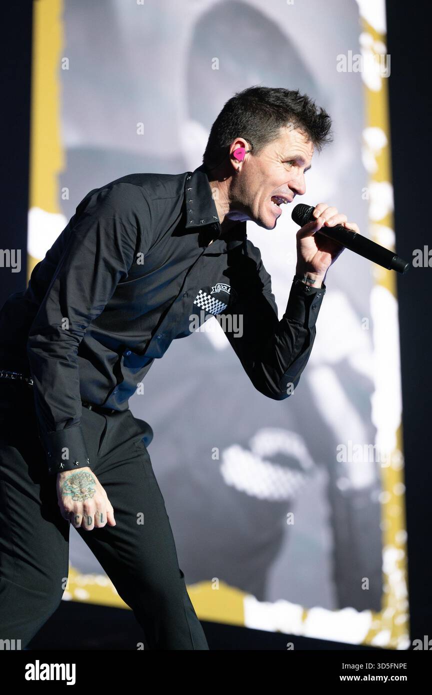 Singer Dani Martin performs during his concert at the Movistar Arena ...