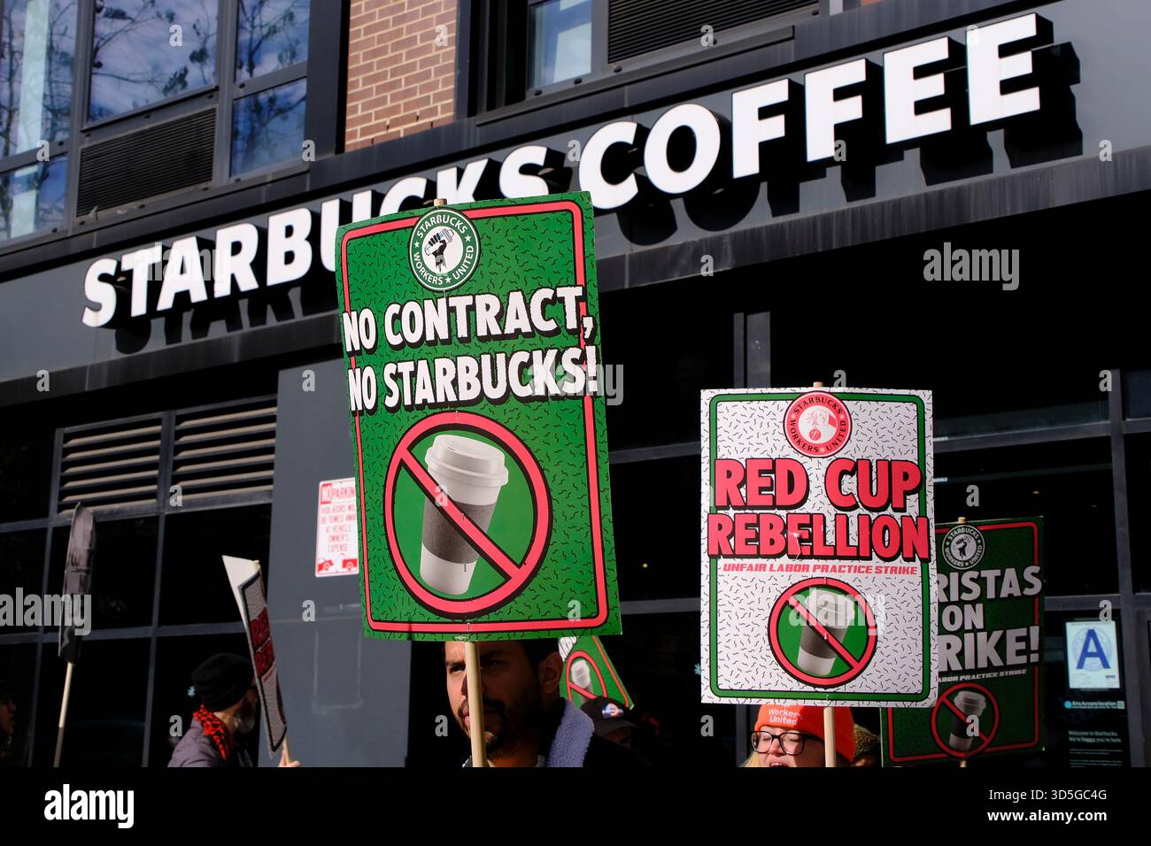 New York, NY, USA. 15th Nov, 2025. Starbucks pictured as baristas across the country are on strike to demand a better contract on November 15, 2025 in New York City. Credit: Katie Godowski/Media Punch/Alamy Live News Stock Photo