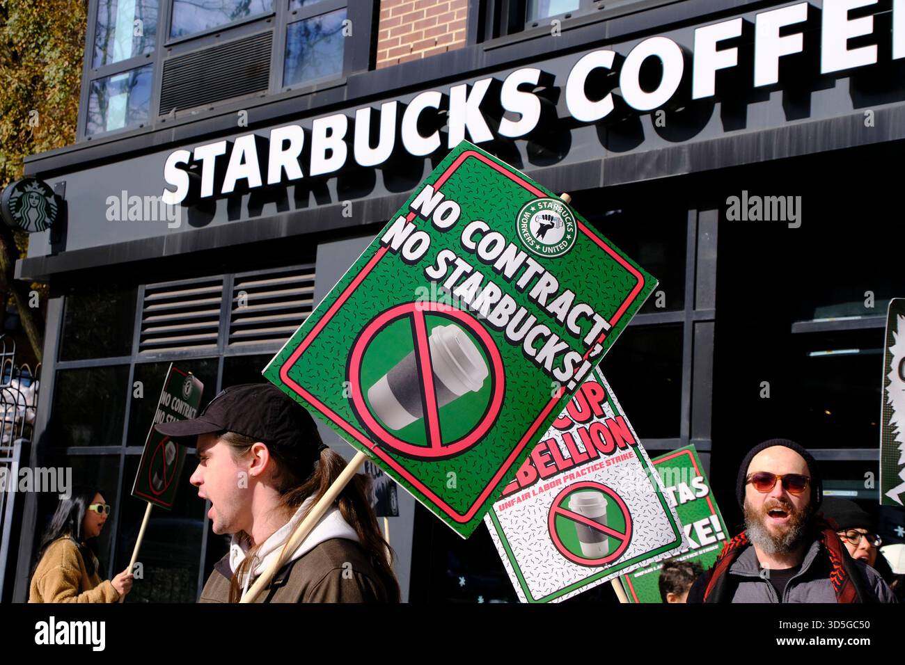 New York, NY, USA. 15th Nov, 2025. Starbucks pictured as baristas across the country are on strike to demand a better contract on November 15, 2025 in New York City. Credit: Katie Godowski/Media Punch/Alamy Live News Stock Photo