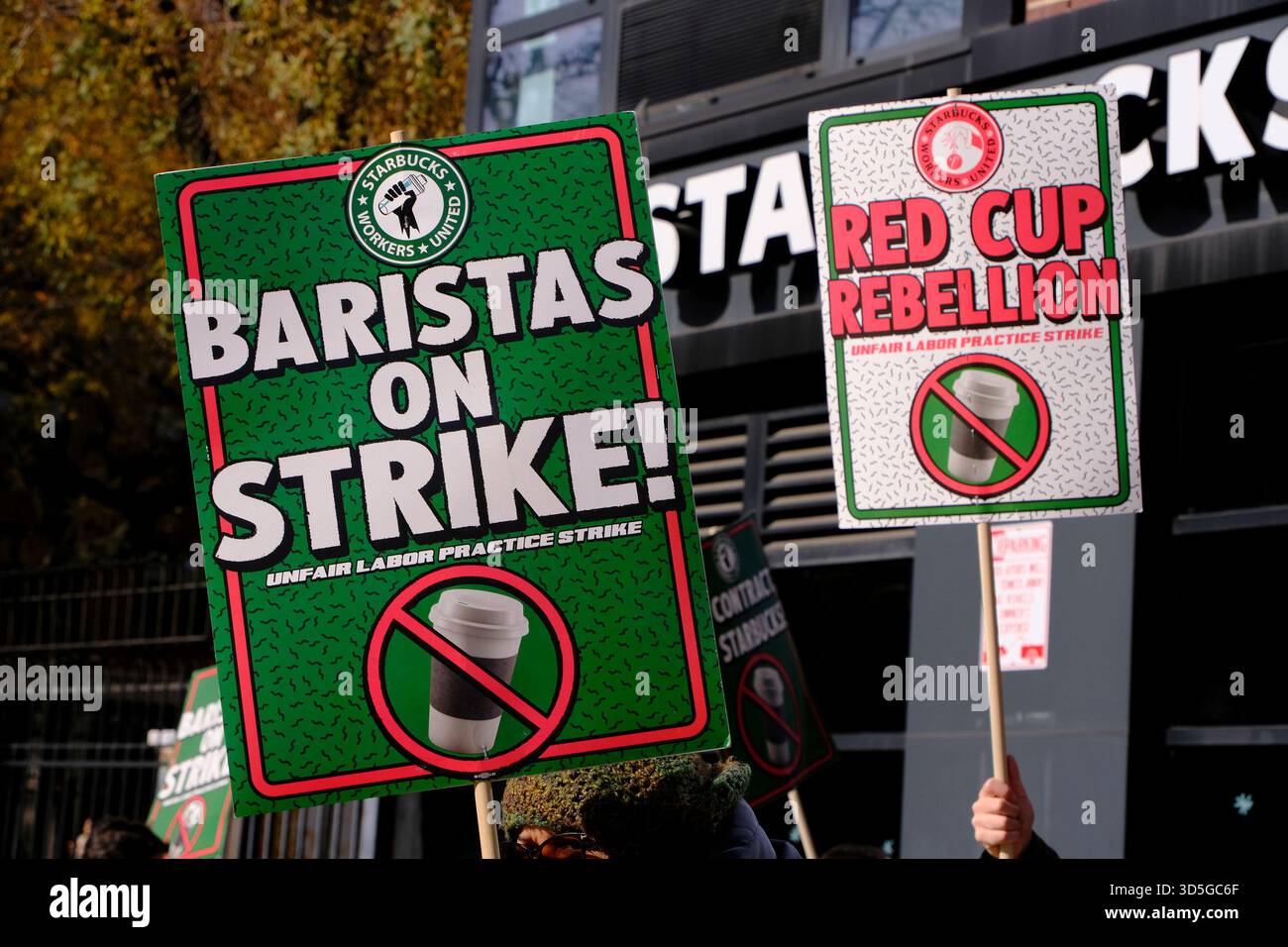 New York, NY, USA. 15th Nov, 2025. Starbucks pictured as baristas across the country are on strike to demand a better contract on November 15, 2025 in New York City. Credit: Katie Godowski/Media Punch/Alamy Live News Stock Photo