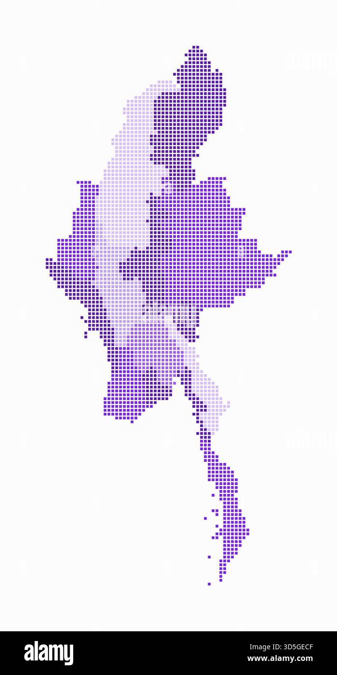 Myanmar dotted map. Digital style map of the country on a white ...