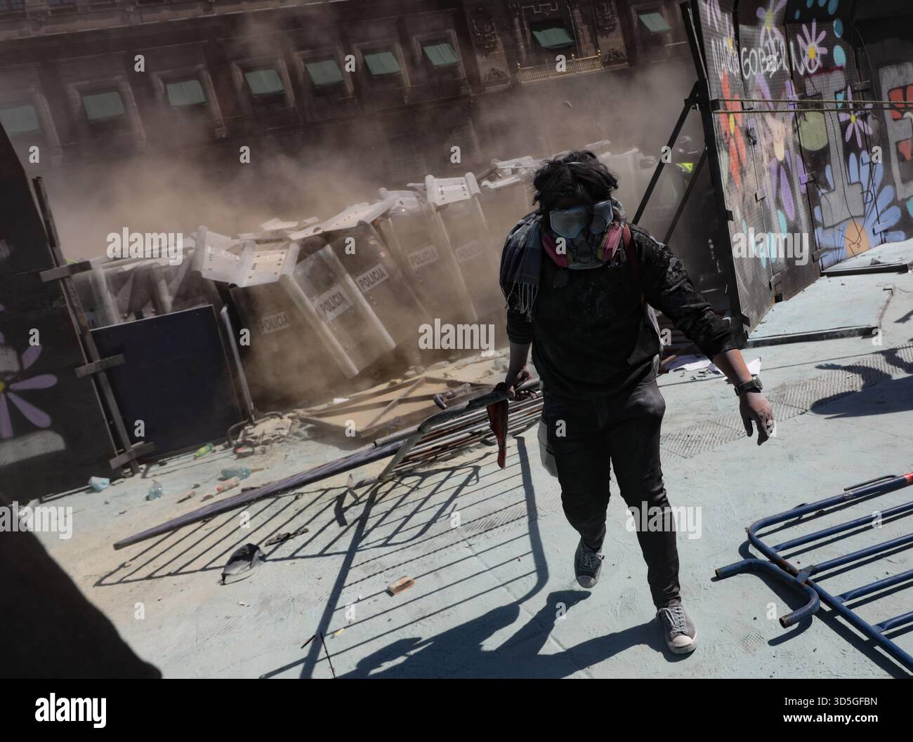 A person riots during the ‘Gen Z’ demonstration at main square Zocalo ...