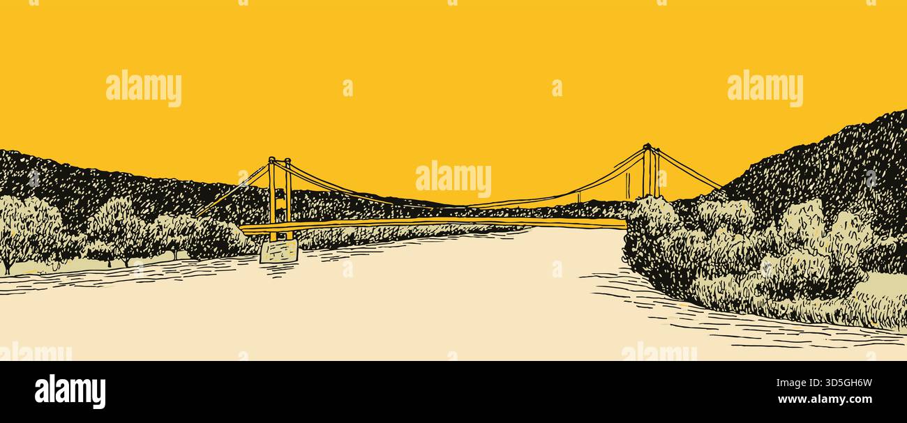 Evening sky over bridge Stock Vector Images - Alamy
