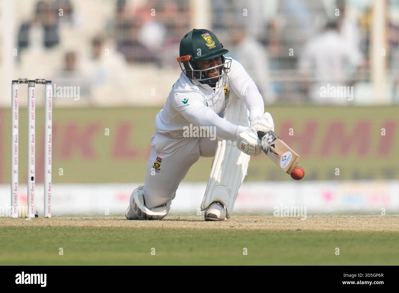 South Africa's captain Temba Bavuma bats on the third day of the first ...