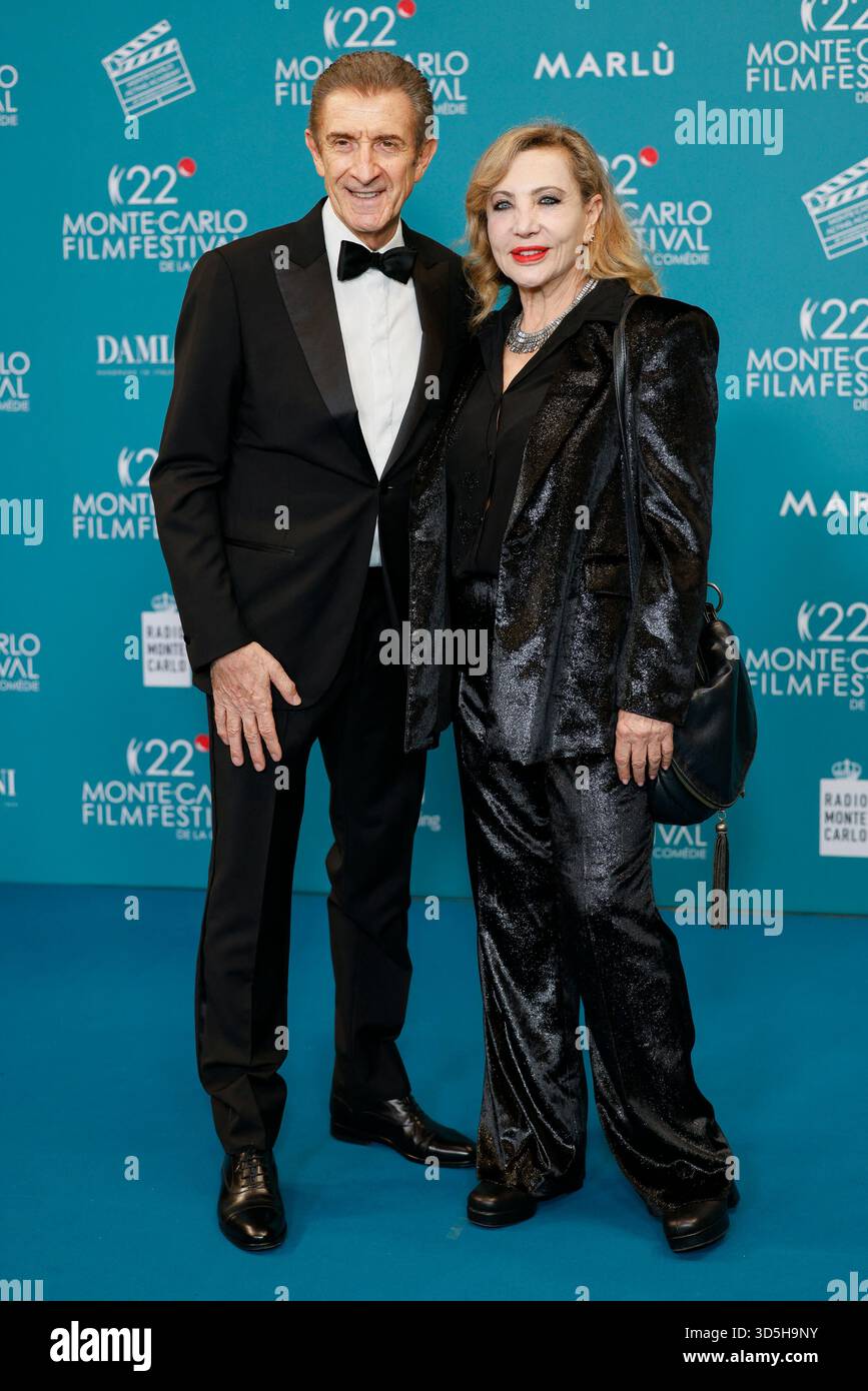 Ezio Greggio, Iaia Forte attend the awards gala night held at Grimaldi Forum during 22nd Monte Carlo Film Festival on November 15, 2025 in Monte Carlo, Monaco. Photo by Marco Piovanotto/ABACAPRESS.COM Stock Photo