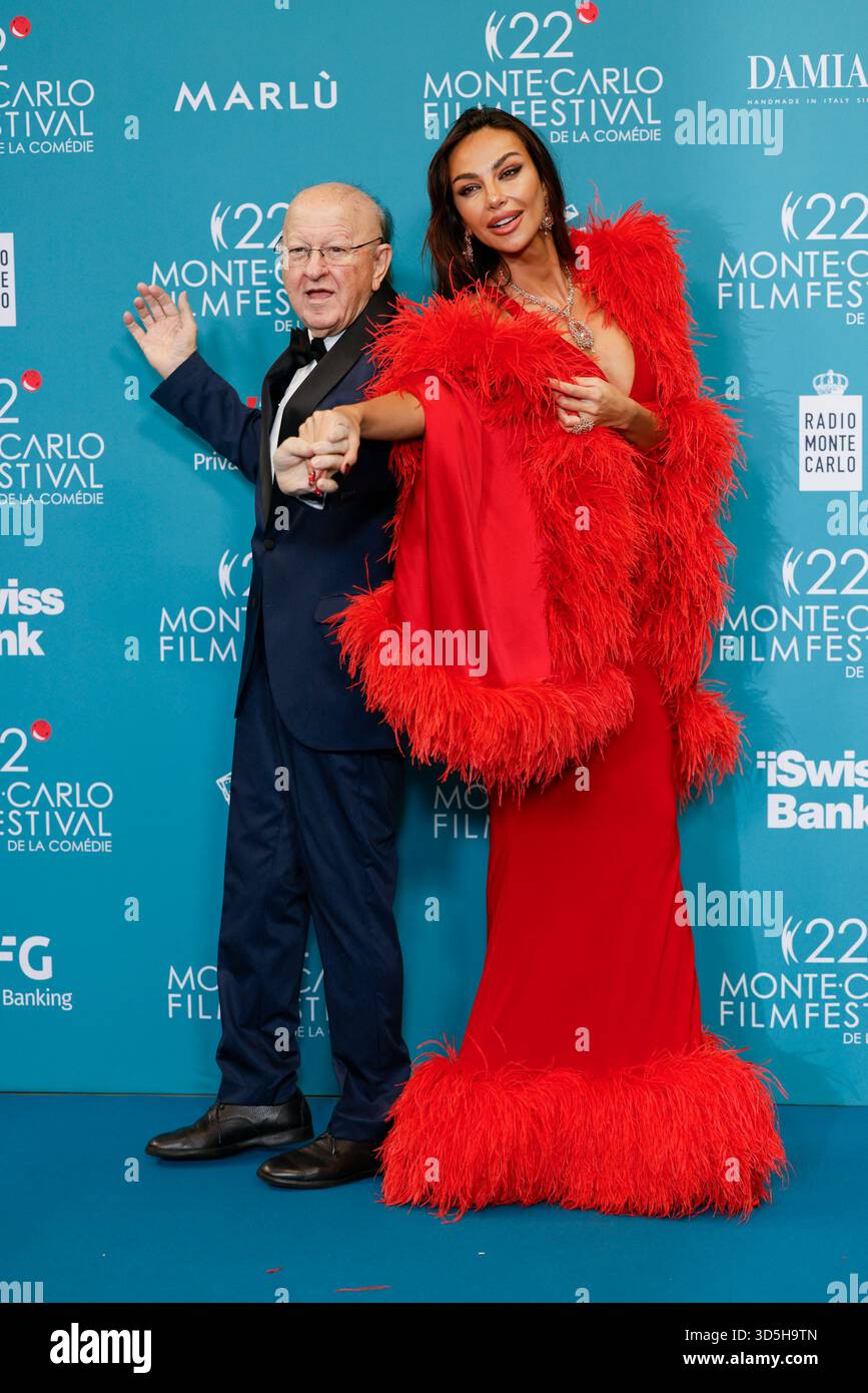 Monte Carlo, Monaco. 15th Nov, 2025. Massimo Boldi, Madalina Diana Ghenea attend the awards gala night held at Grimaldi Forum during 22nd Monte Carlo Film Festival on November 15, 2025 in Monte Carlo, Monaco. Photo by Marco Piovanotto/ABACAPRESS.COM Credit: Abaca Press/Alamy Live News Stock Photo