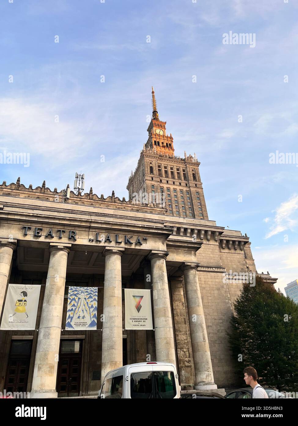 Front view of the Palace of Culture and Science, one of the most famous landmarks in Warsaw, Poland. - Smartphone Captured Stock Image