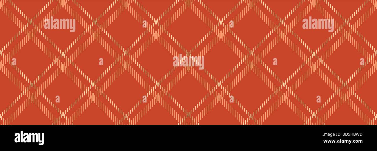 Rust Orange Argyle Seamless Diamond Pattern with Beige Lines Stock Vector