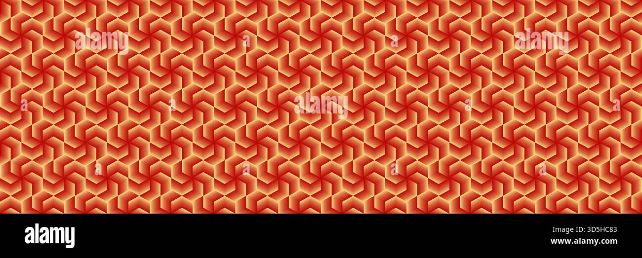 horizontal seamless gradient gold hexagon on red pattern for design and background. Stock Vector