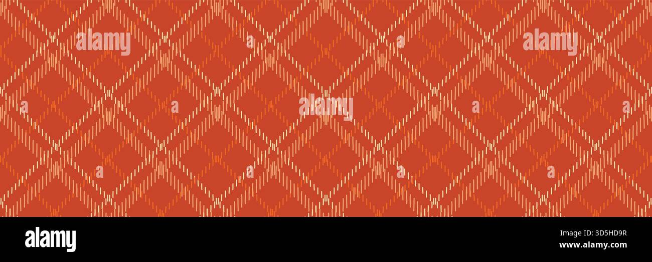 Seamless Orange Argyle Diamond Pattern with Beige Lines Stock Vector