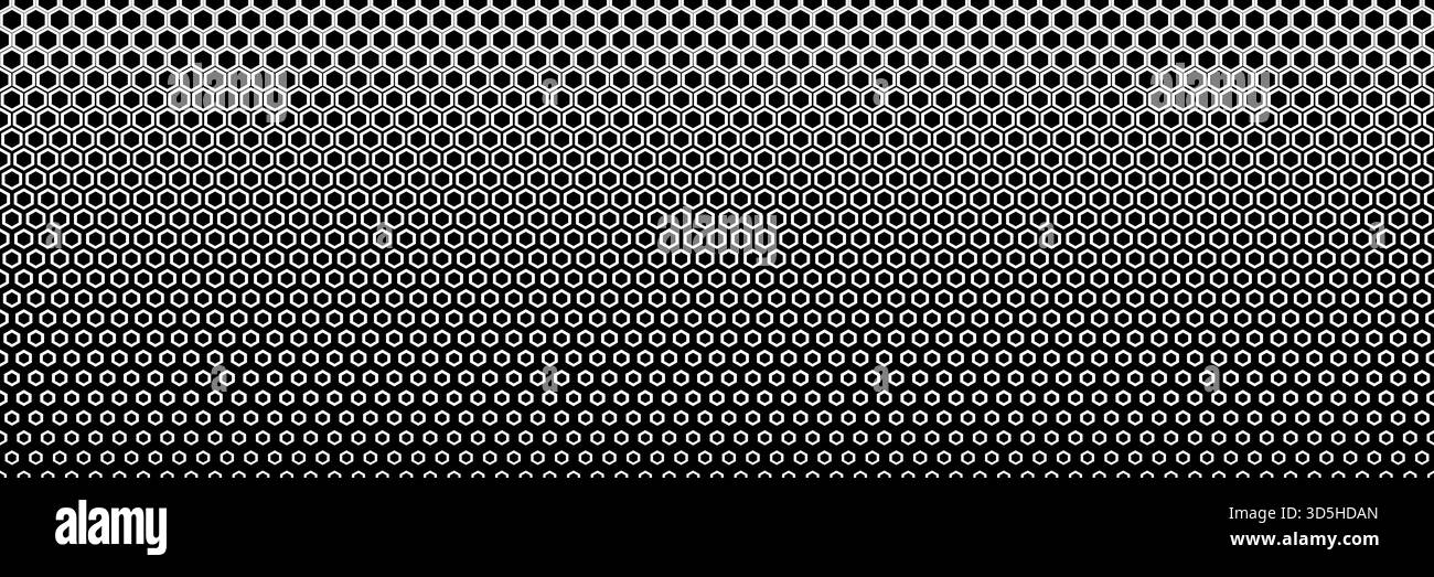 Horizontal Seamless Black And White Blended Hexagon Pattern For Design 