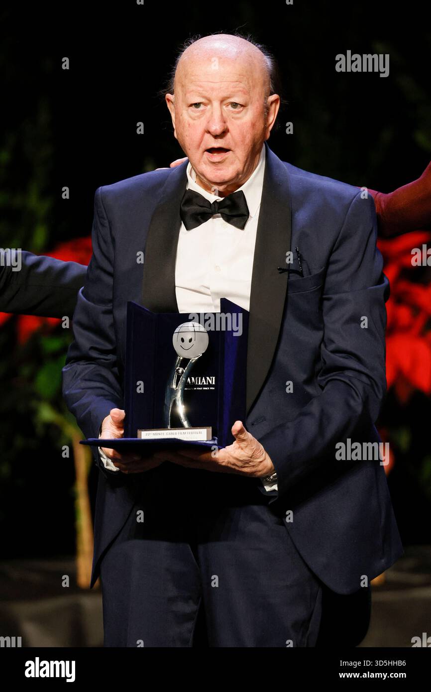 Monte Carlo, Monaco. 15th Nov, 2025. Massimo Boldi receives the Career Award during the awards gala night held at Grimaldi Forum during 22nd Monte Carlo Film Festival on November 15, 2025 in Monte Carlo, Monaco. Photo Marco Piovanotto/ABACAPRESS.COM Credit: Abaca Press/Alamy Live News Stock Photo