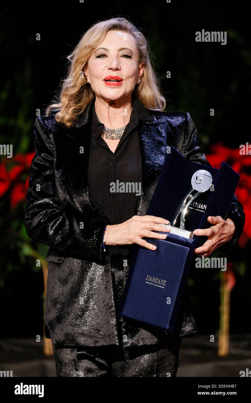 Monte Carlo, Monaco. 15th Nov, 2025. Iaia Forte receives the Career Award during the awards gala night held at Grimaldi Forum during 22nd Monte Carlo Film Festival on November 15, 2025 in Monte Carlo, Monaco. Photo Marco Piovanotto/ABACAPRESS.COM Credit: Abaca Press/Alamy Live News Stock Photo