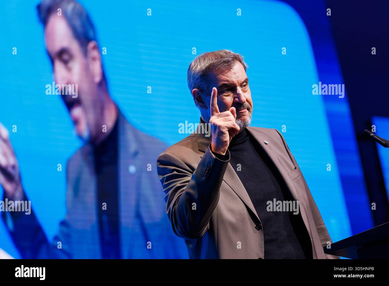 Rust, Germany. 16th Nov, 2025. Markus Söder (CSU), Prime Minister of Bavaria, speaks at the German Congress of the Junge Union (JU). The main topic of the three-day congress is likely to be the reform of the social systems. Credit: Philipp von Ditfurth/dpa/Alamy Live News Stock Photo