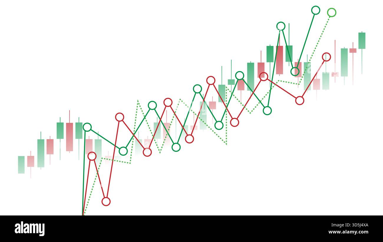 Financial trading chart vector with green and red lines, stock market ...