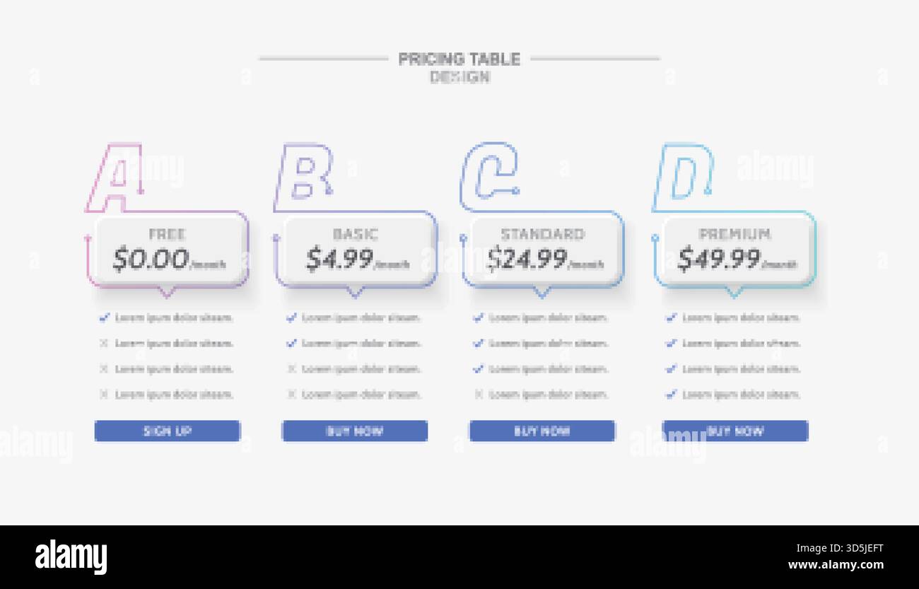 Feature comparison table Stock Vector Images - Alamy