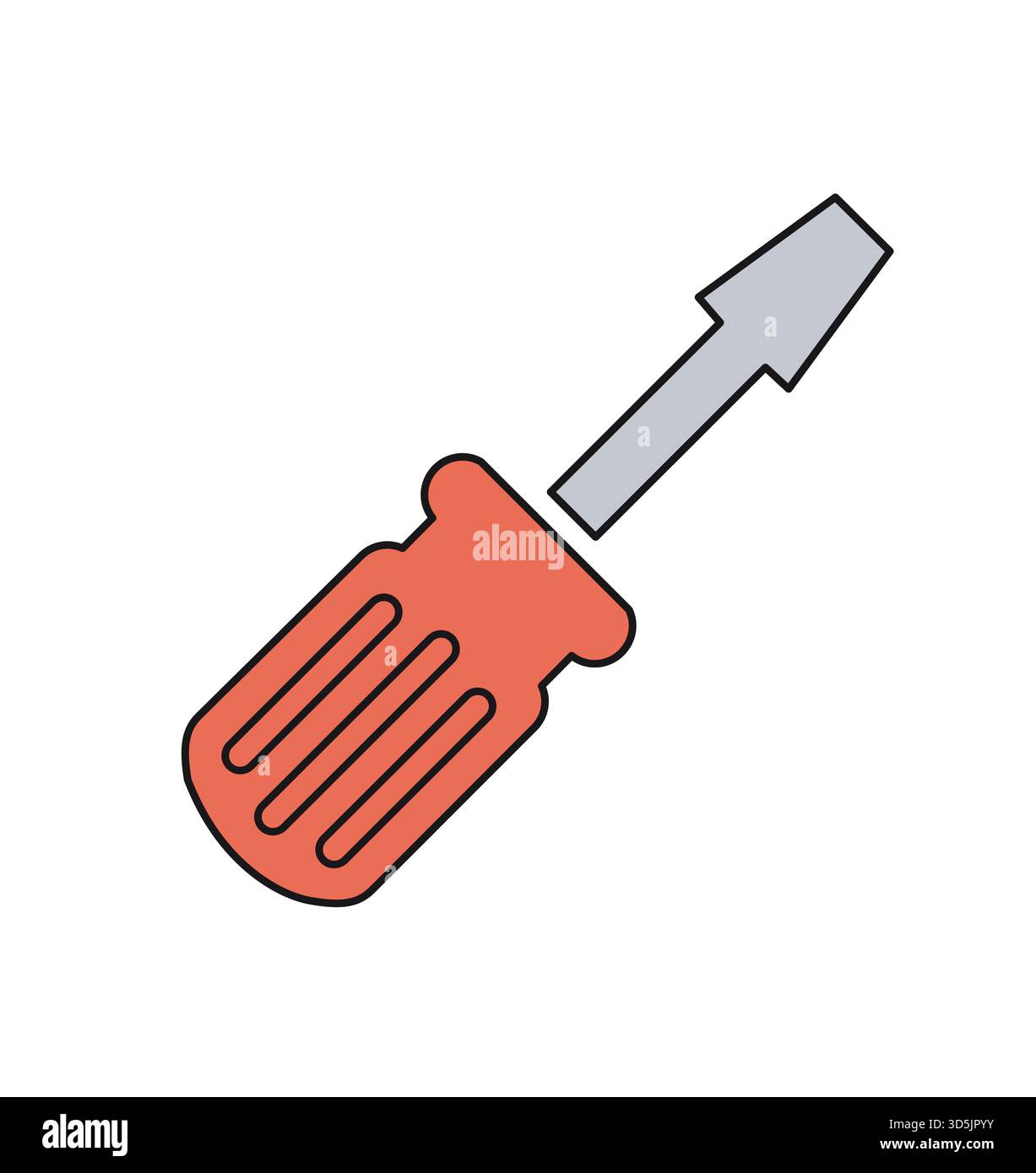 Flathead screwdriver representing essential hand tools for home improvement, maintenance, and various technical tasks Stock Vector