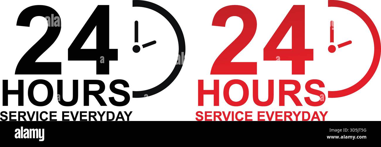 24 Hours Service Available Everyday Stock Vector