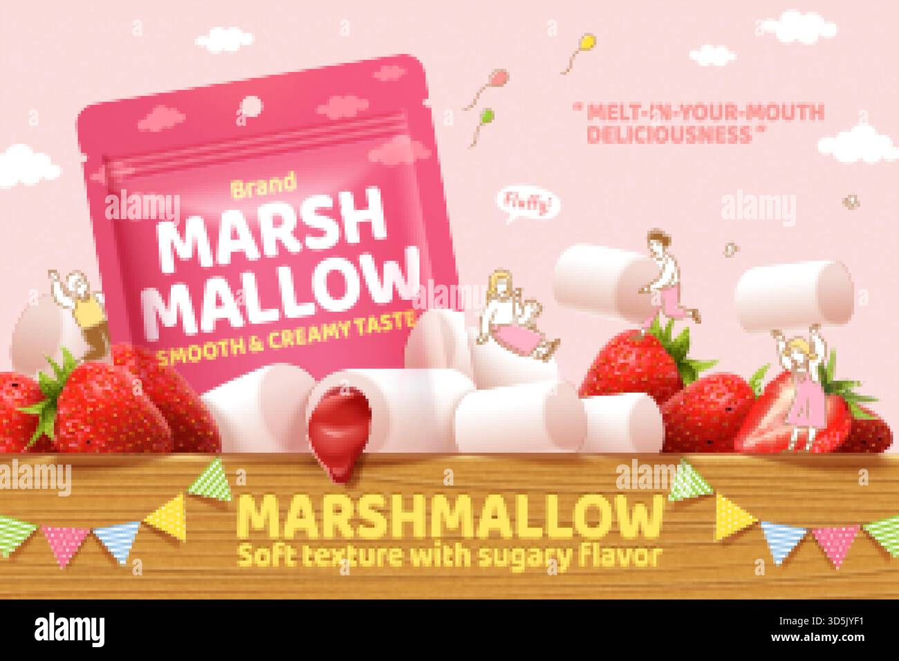 Strawberry marshmallow ad Stock Vector Image & Art Alamy
