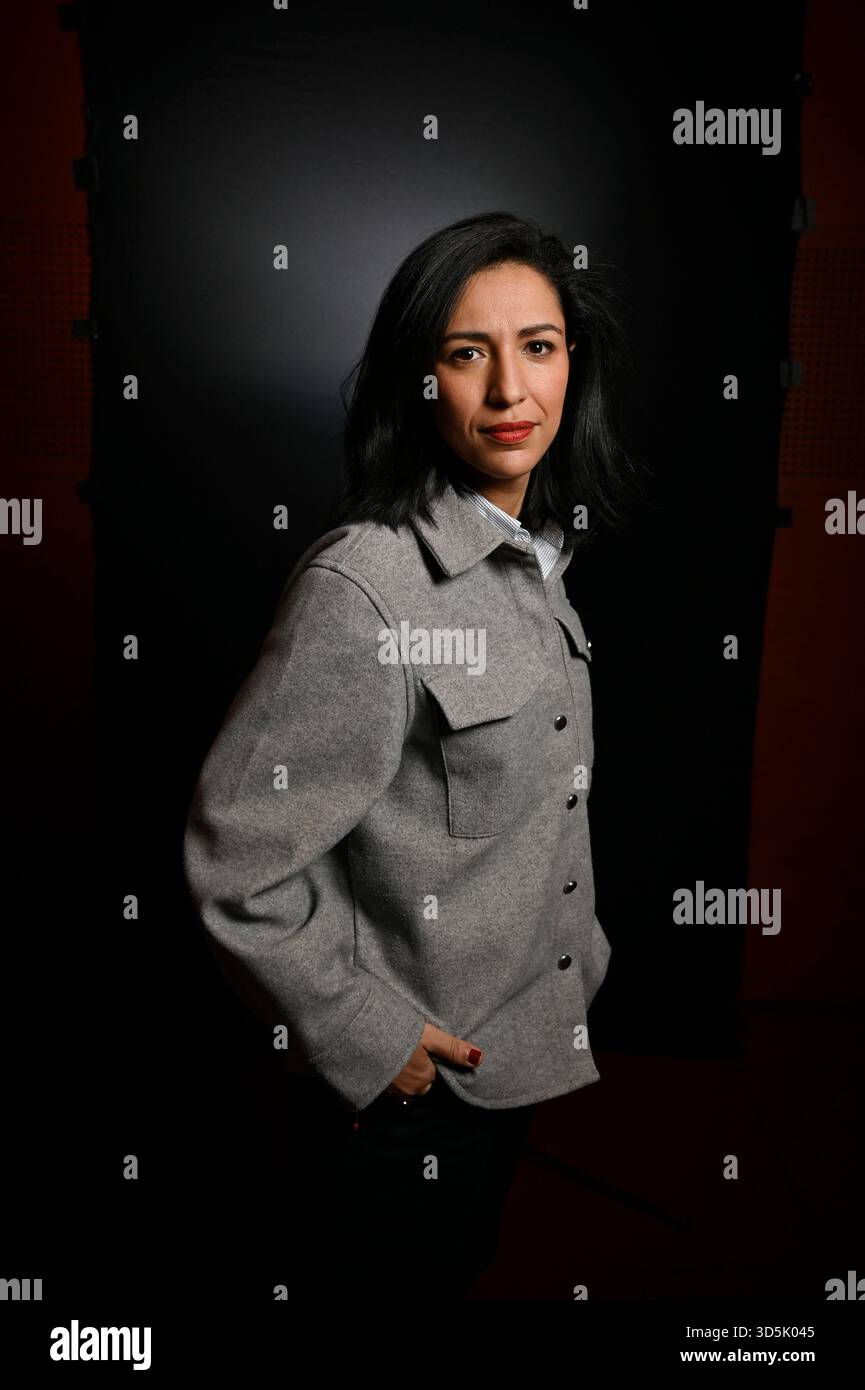 Sarah El Hairy High Commissioner for Children poses for pictures ahead of an interview for Dimanche En Politique on France 3 channel in Paris, France on November 16, 2025. Photo by Stephane Le Tellec/ABACAPRESS.COM Stock Photo