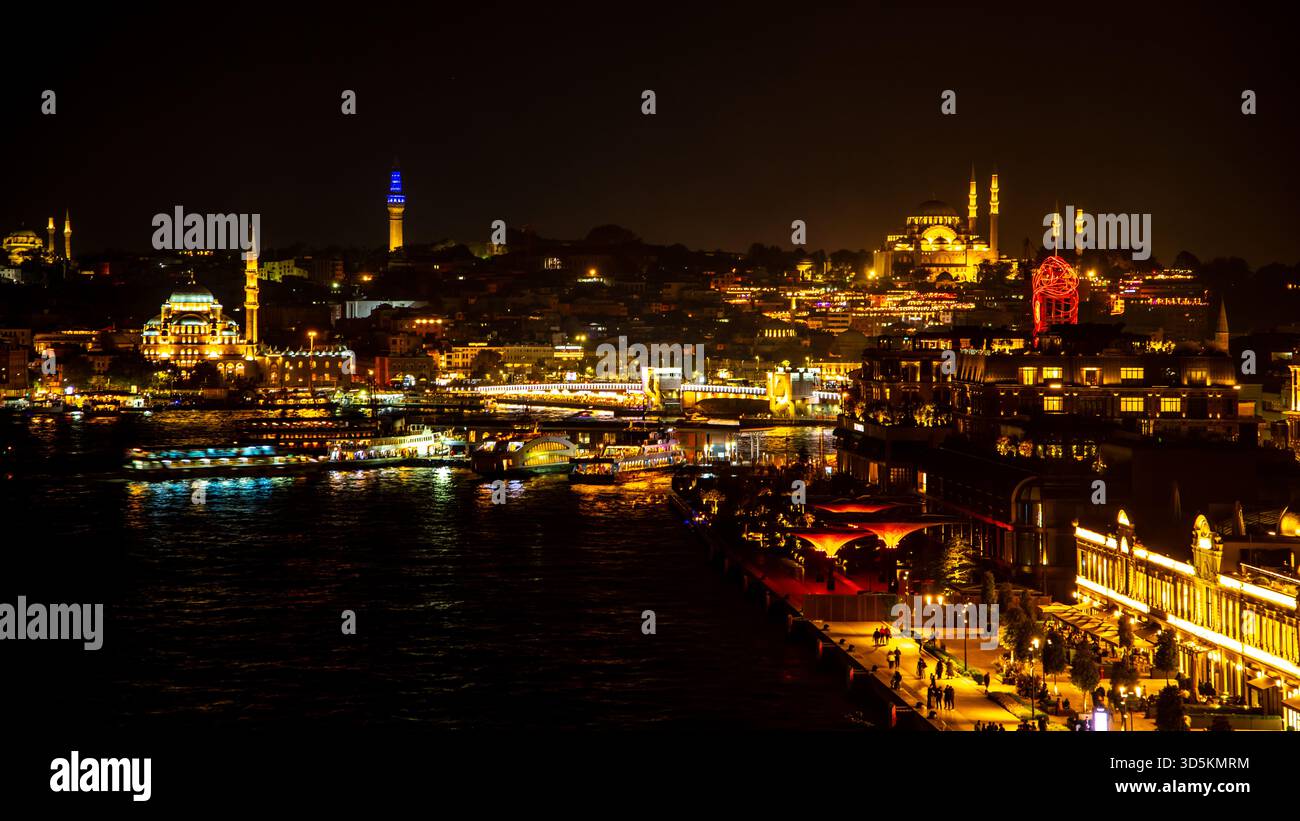 Istanbul, Turkey Oct.5,2025 beautiful night view from sightseeing ...