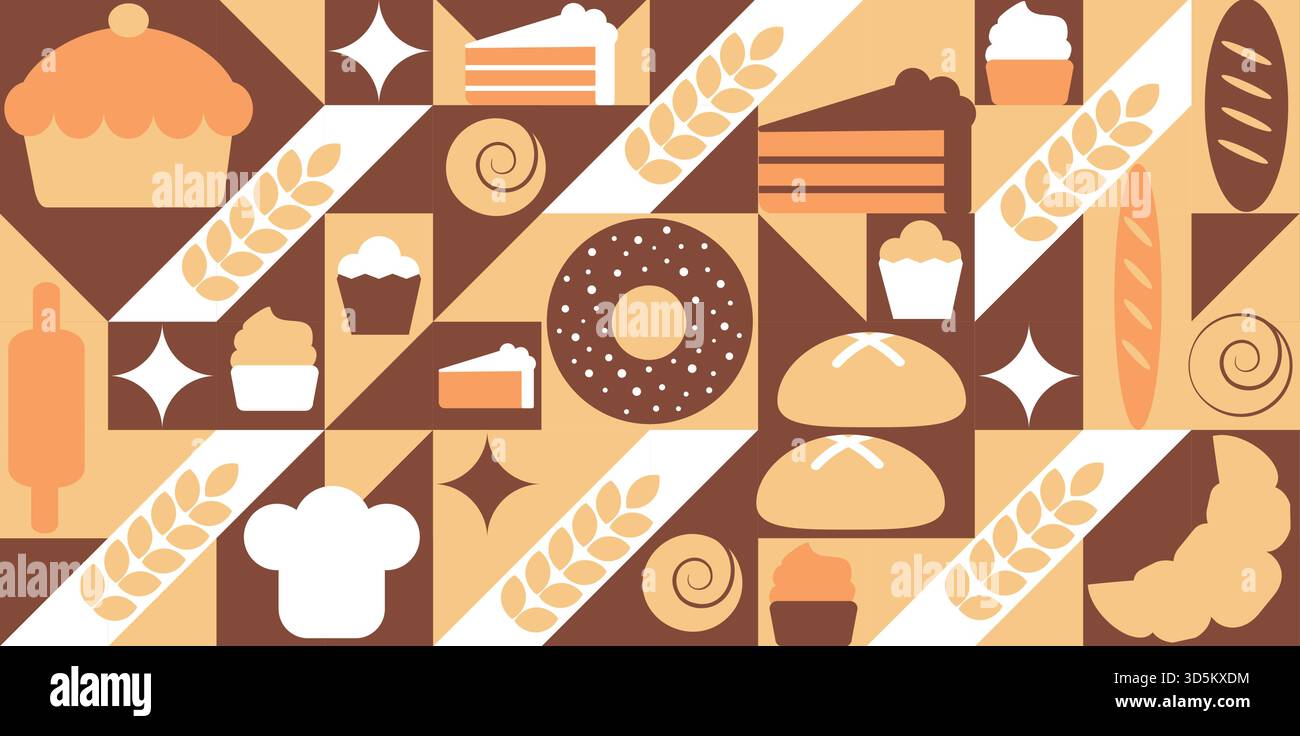 Bread and pastries background. Abstract bakery menu background with ...