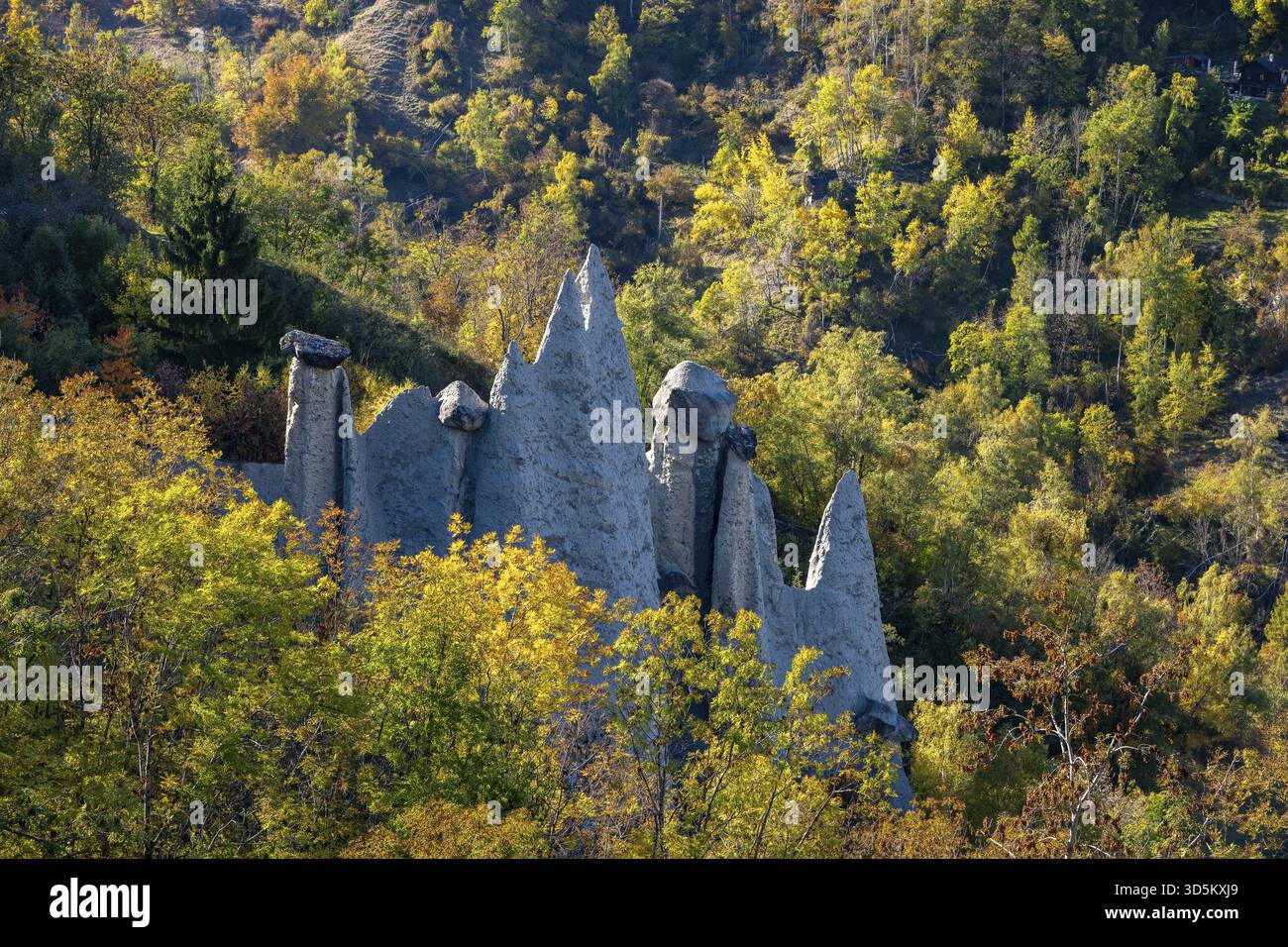 Earth pyramids of Euseigne, Canton of Valais, Switzerland Stock Photo