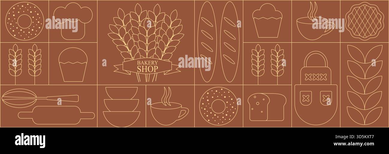 Bread and pastries background. Abstract bakery menu background with ...