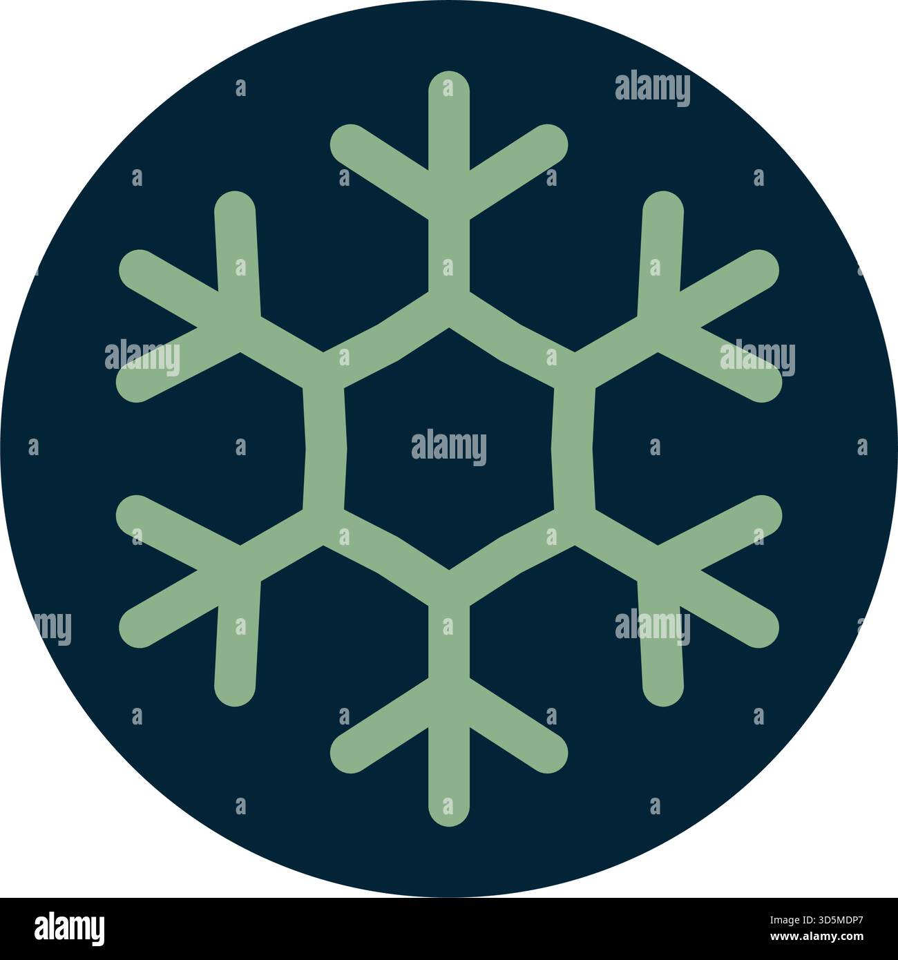 Flat Line Snow Flake Circle Label Stock Vector