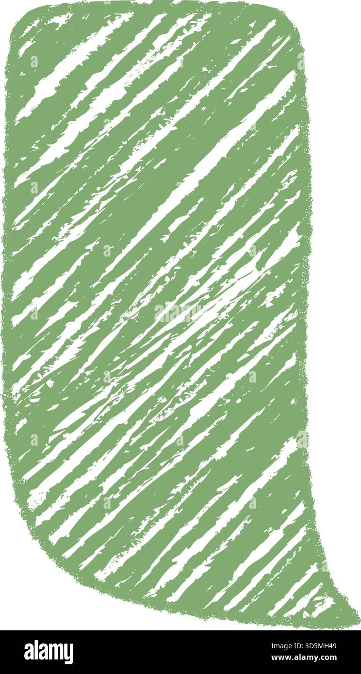 Green Crayon Sketch Diagonal Speech Bubble Stock Vector