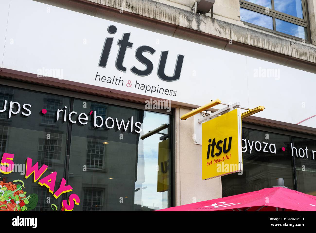 London, UK - September 10, 2025; Signage on itsu health and happiness restaurant with branding Stock Photo