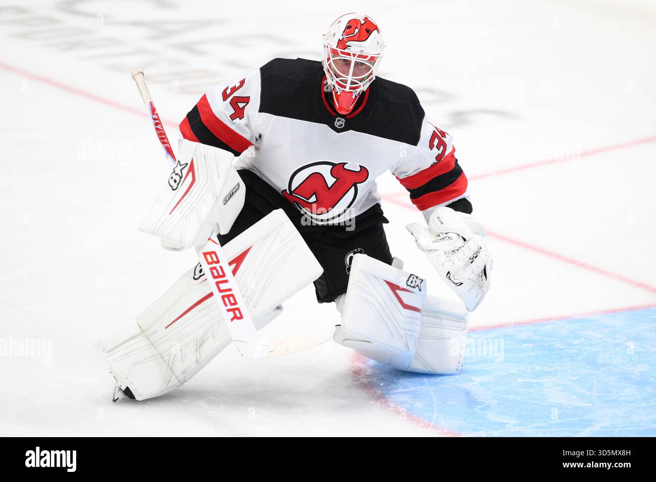 New Jersey Devils goaltender Jake Allen (34) in action during the third ...