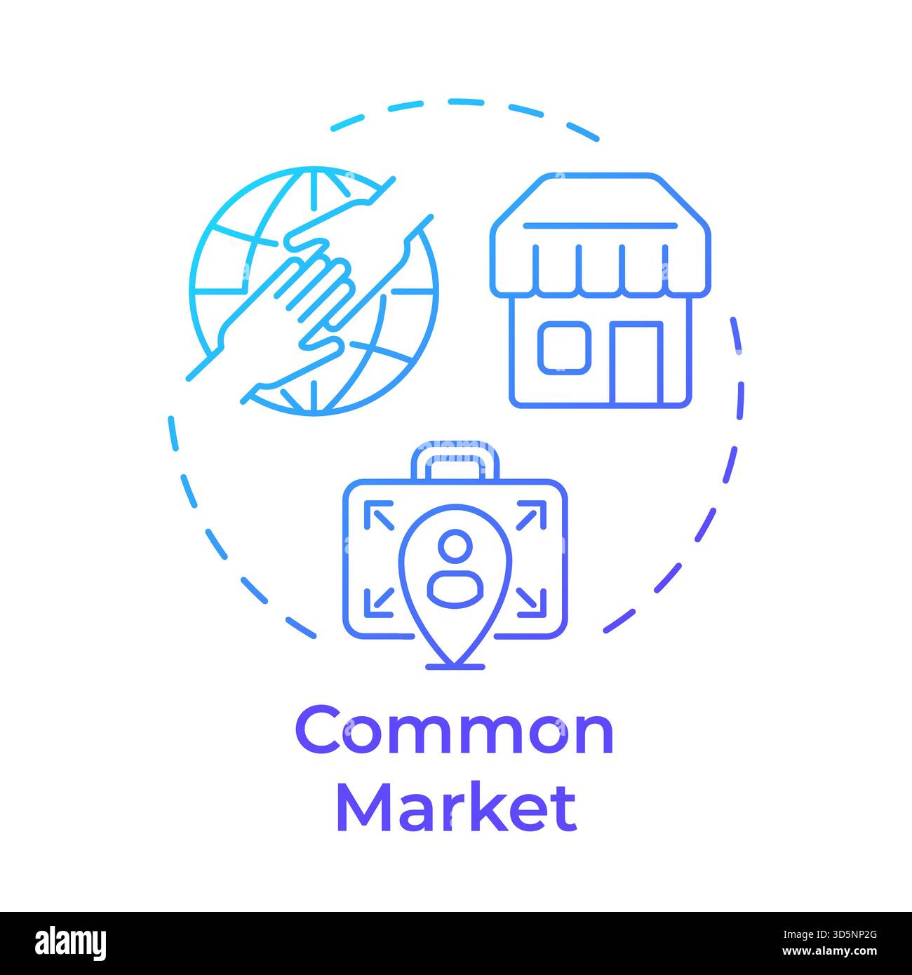 Common market blue gradient concept icon Stock Vector