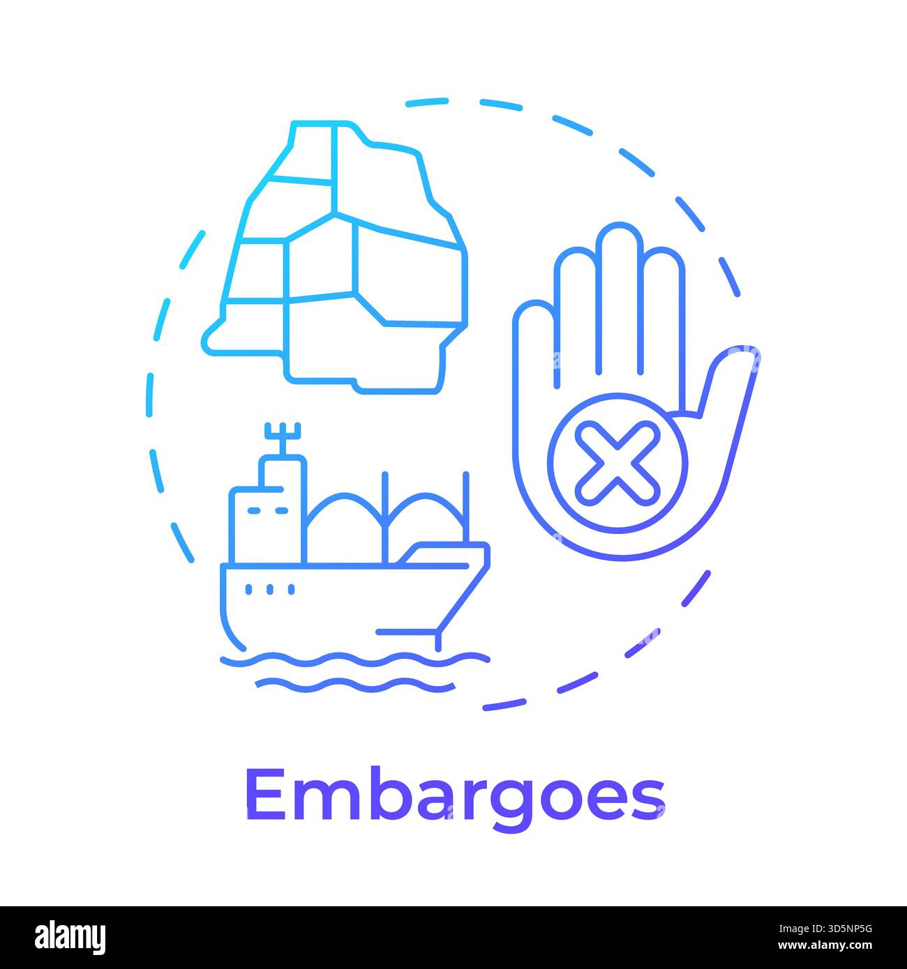 Embargoes blue gradient concept icon Stock Vector