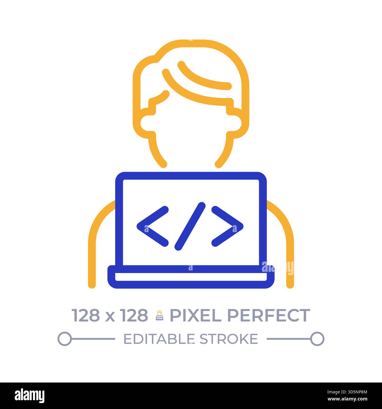 Programmer pixel perfect two color line icon Stock Vector