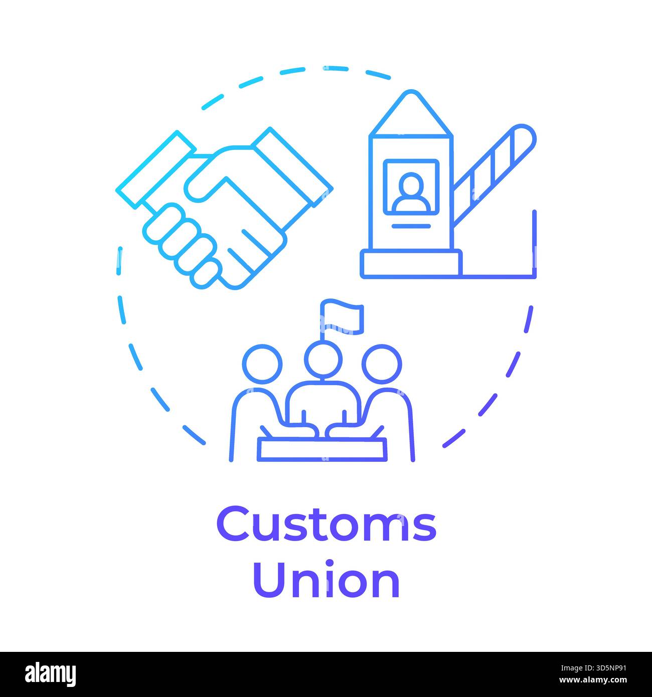 Customs union blue gradient concept icon Stock Vector