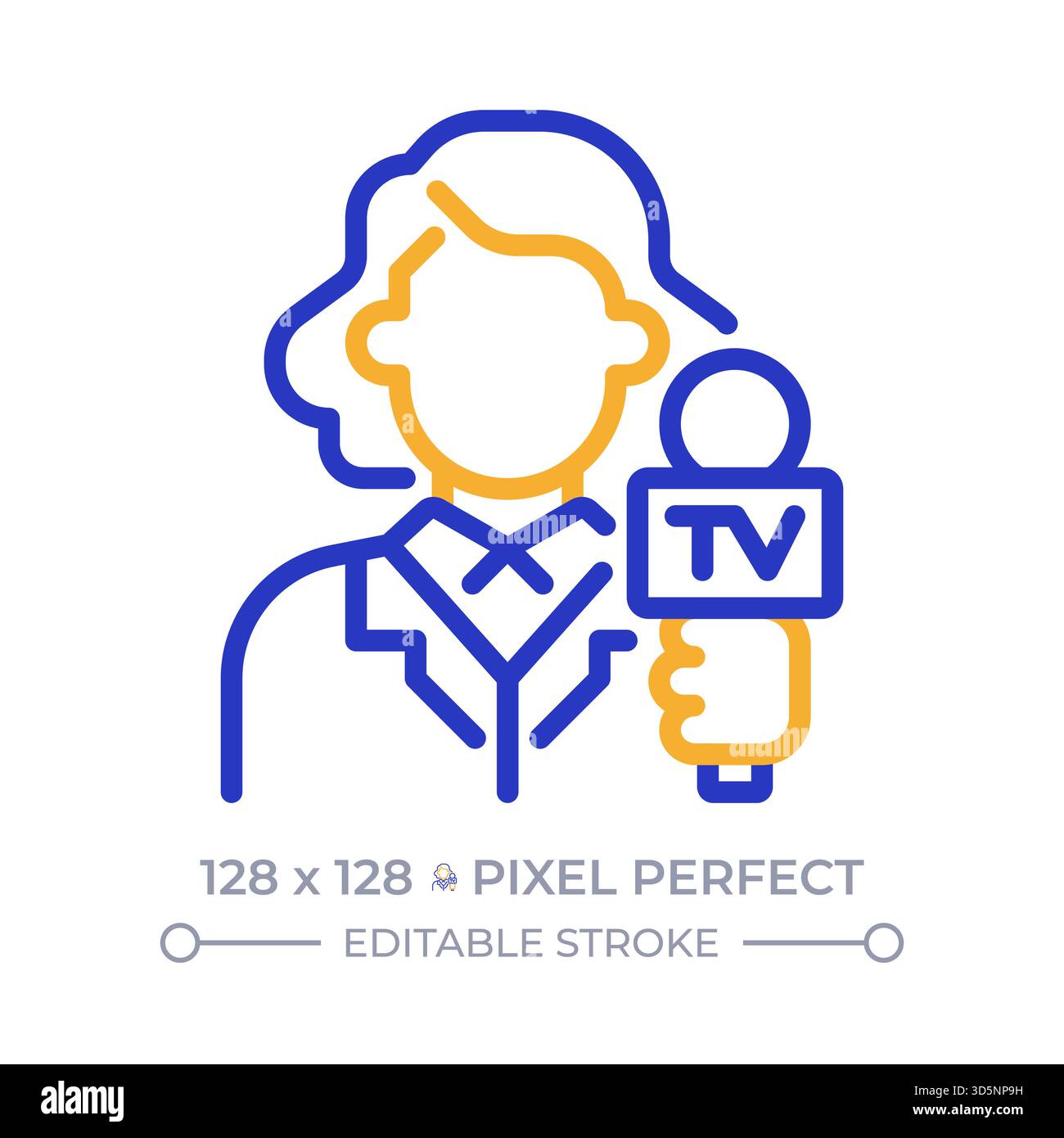 Journalist pixel perfect two color line icon Stock Vector