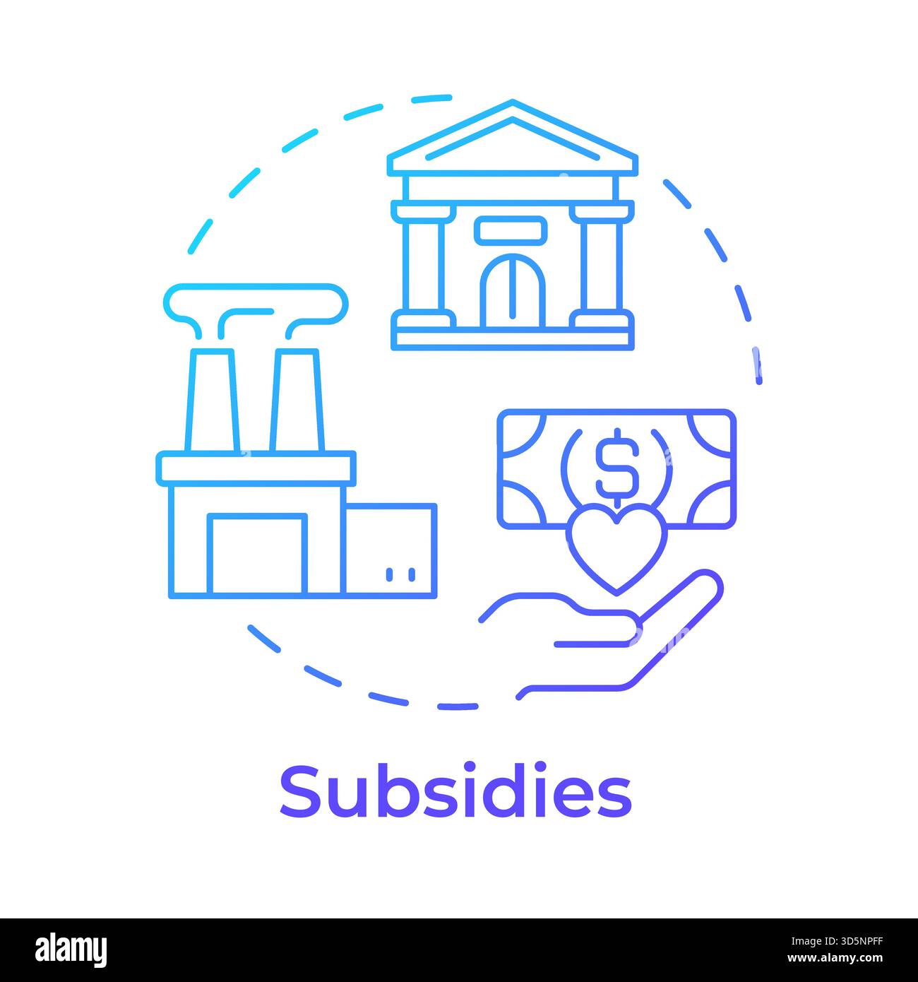 Subsidies blue gradient concept icon Stock Vector