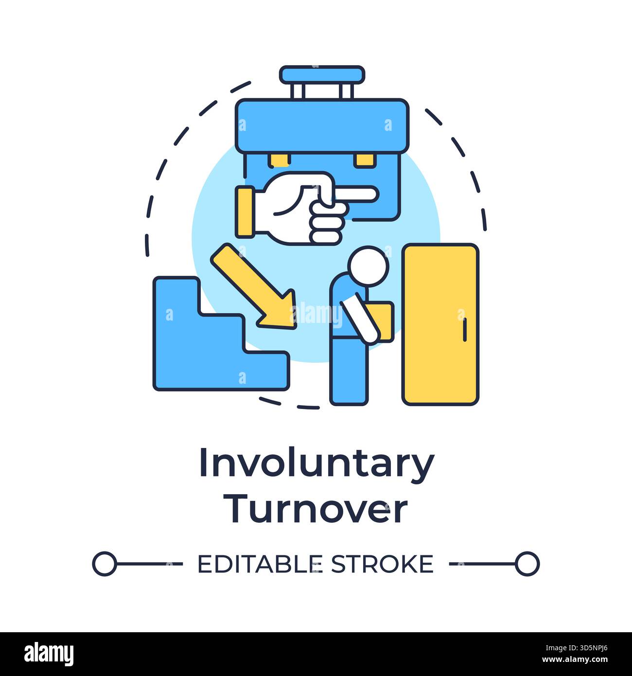 Involuntary turnover multi color concept icon Stock Vector