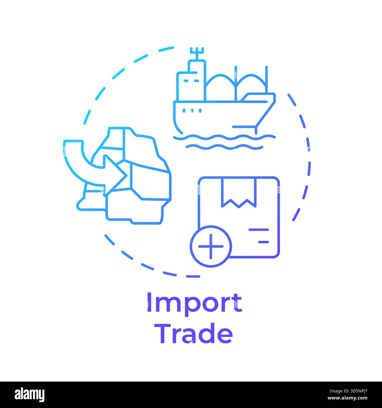 Import trade blue gradient concept icon Stock Vector