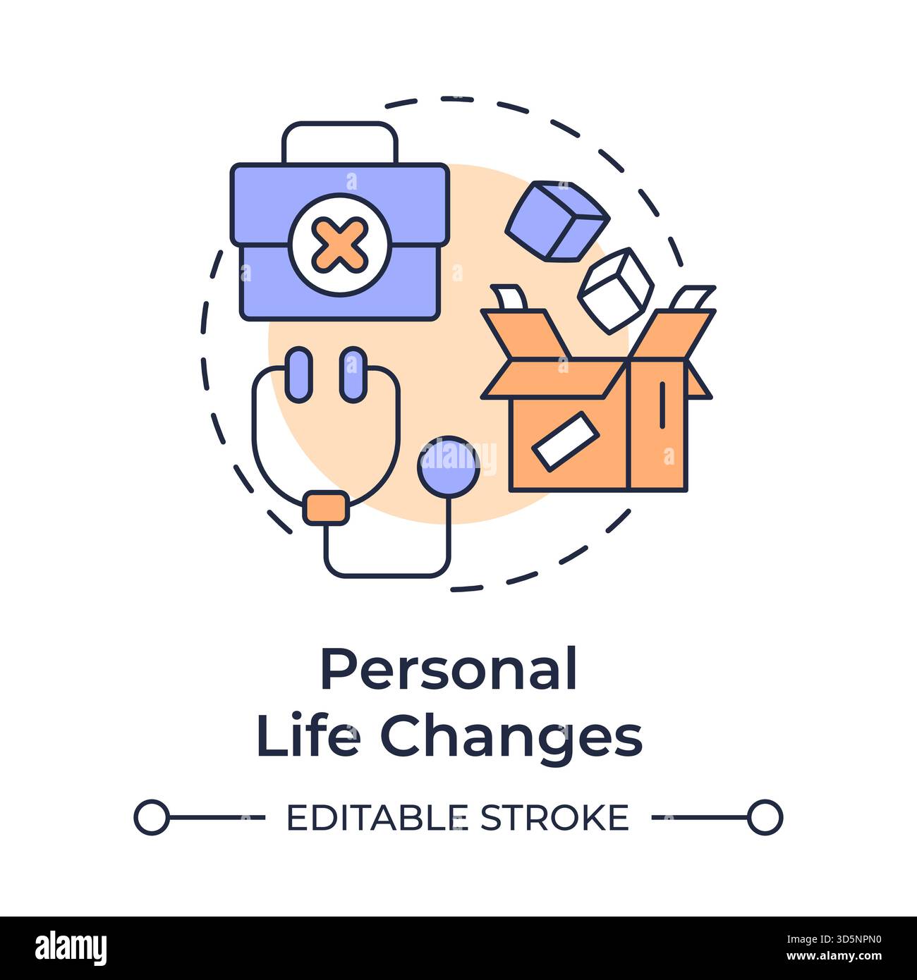 Personal life changes multi color concept icon Stock Vector