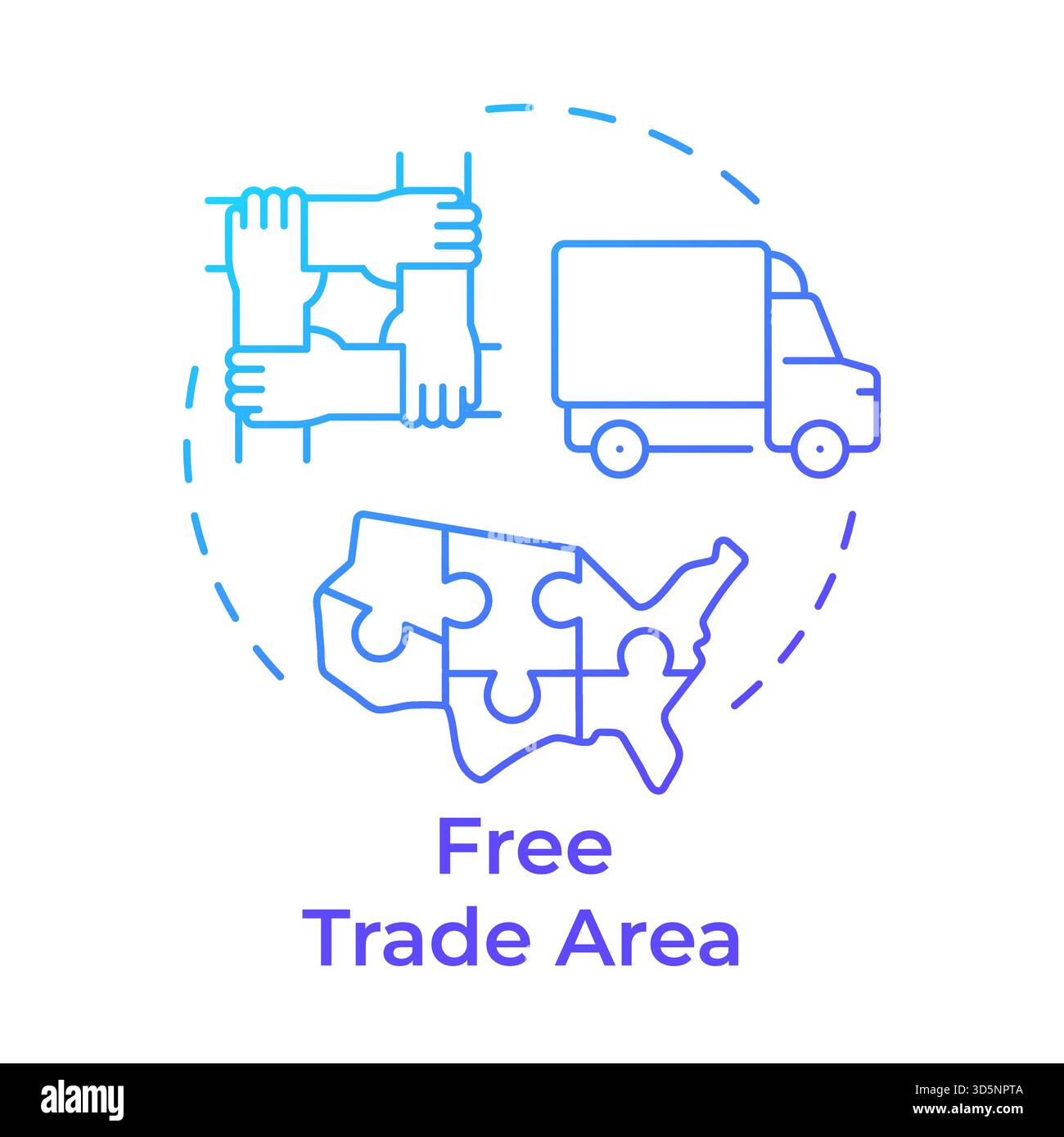 Free trade area blue gradient concept icon Stock Vector