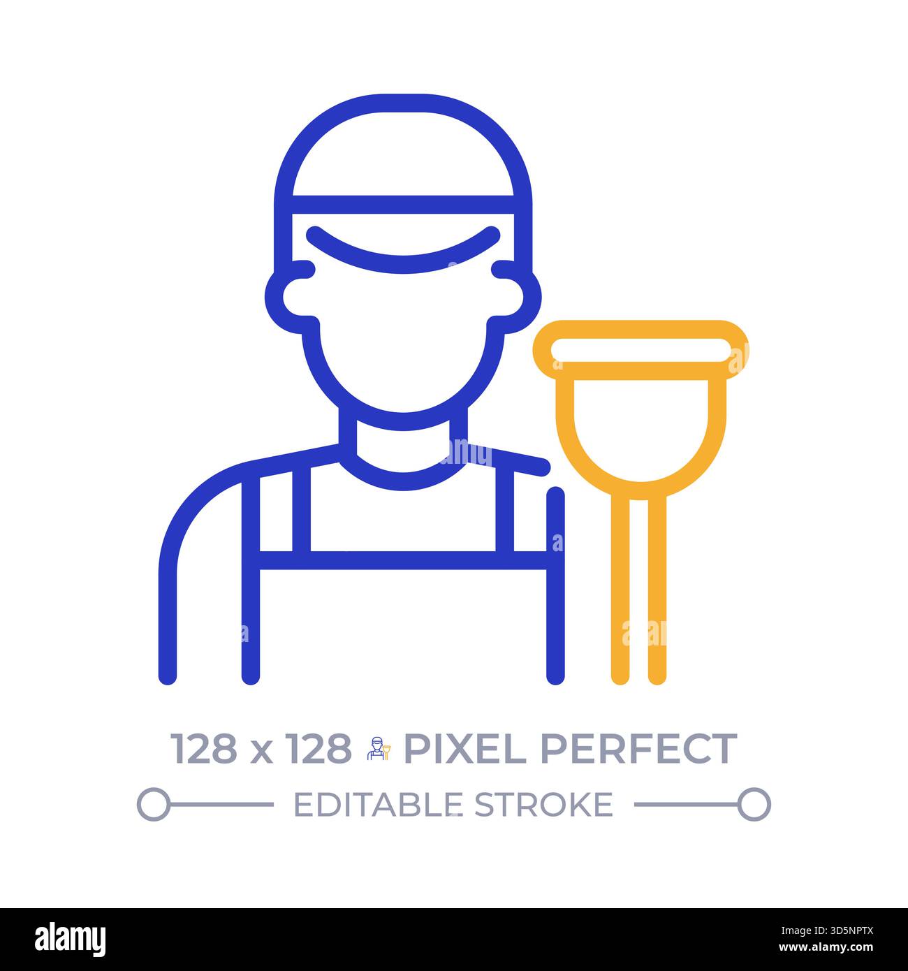 Plumber pixel perfect two color line icon Stock Vector