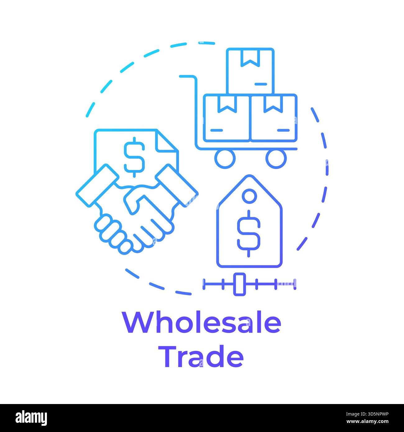 Wholesale trade blue gradient concept icon Stock Vector