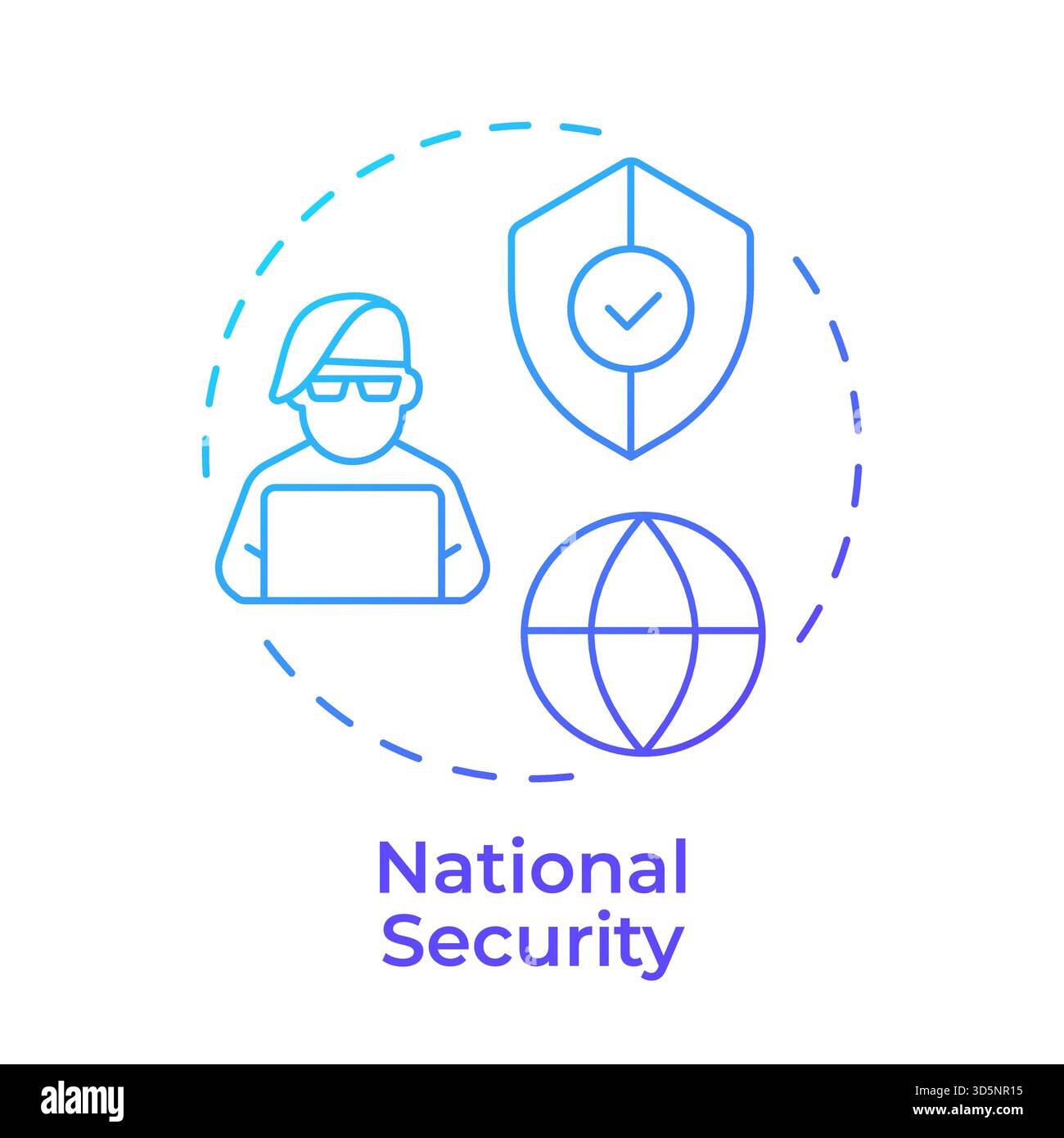 National security blue gradient concept icon Stock Vector