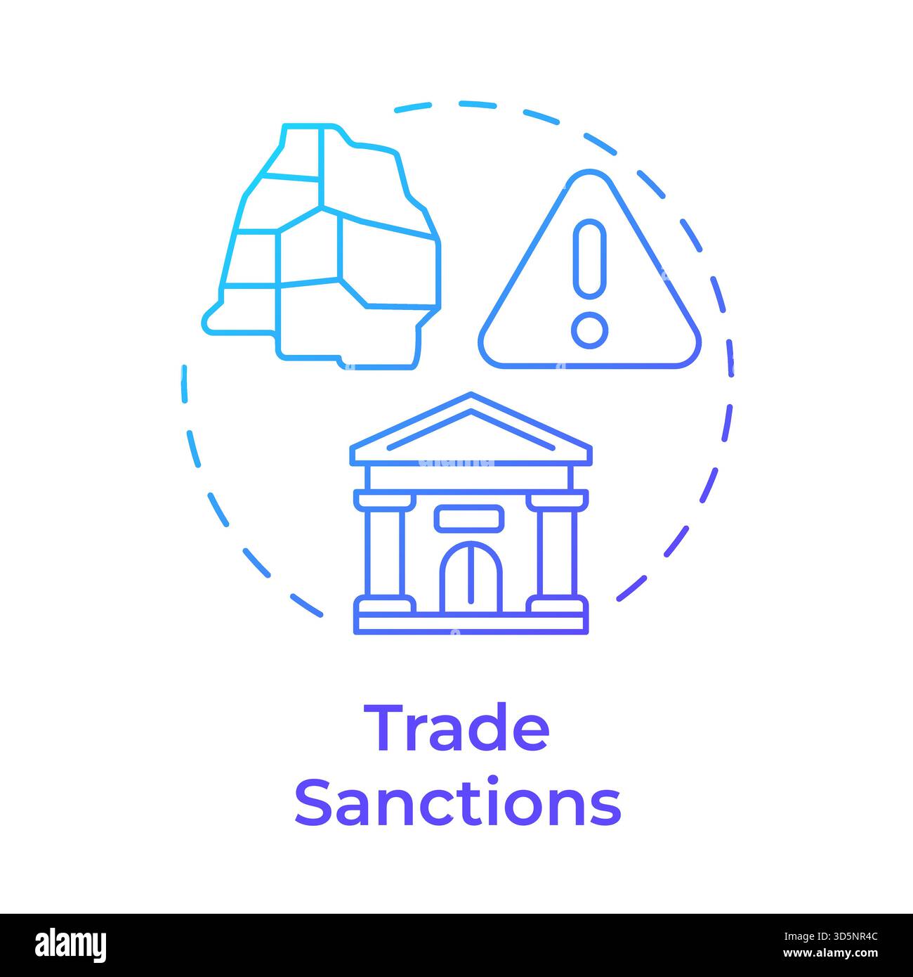Trade sanctions blue gradient concept icon Stock Vector