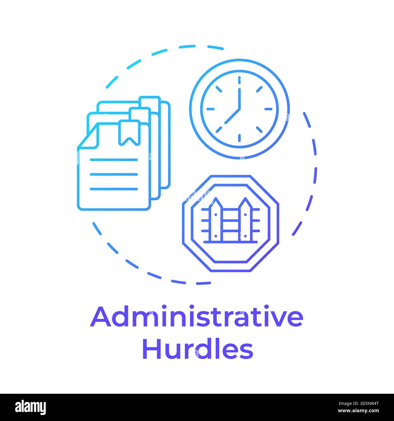 Administrative hurdles blue gradient concept icon Stock Vector