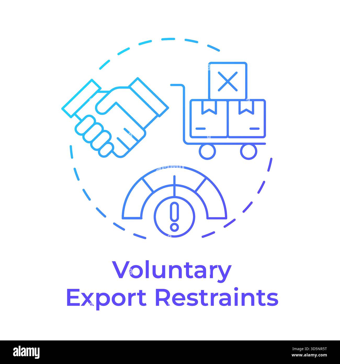 Voluntary export restraints blue gradient concept icon Stock Vector