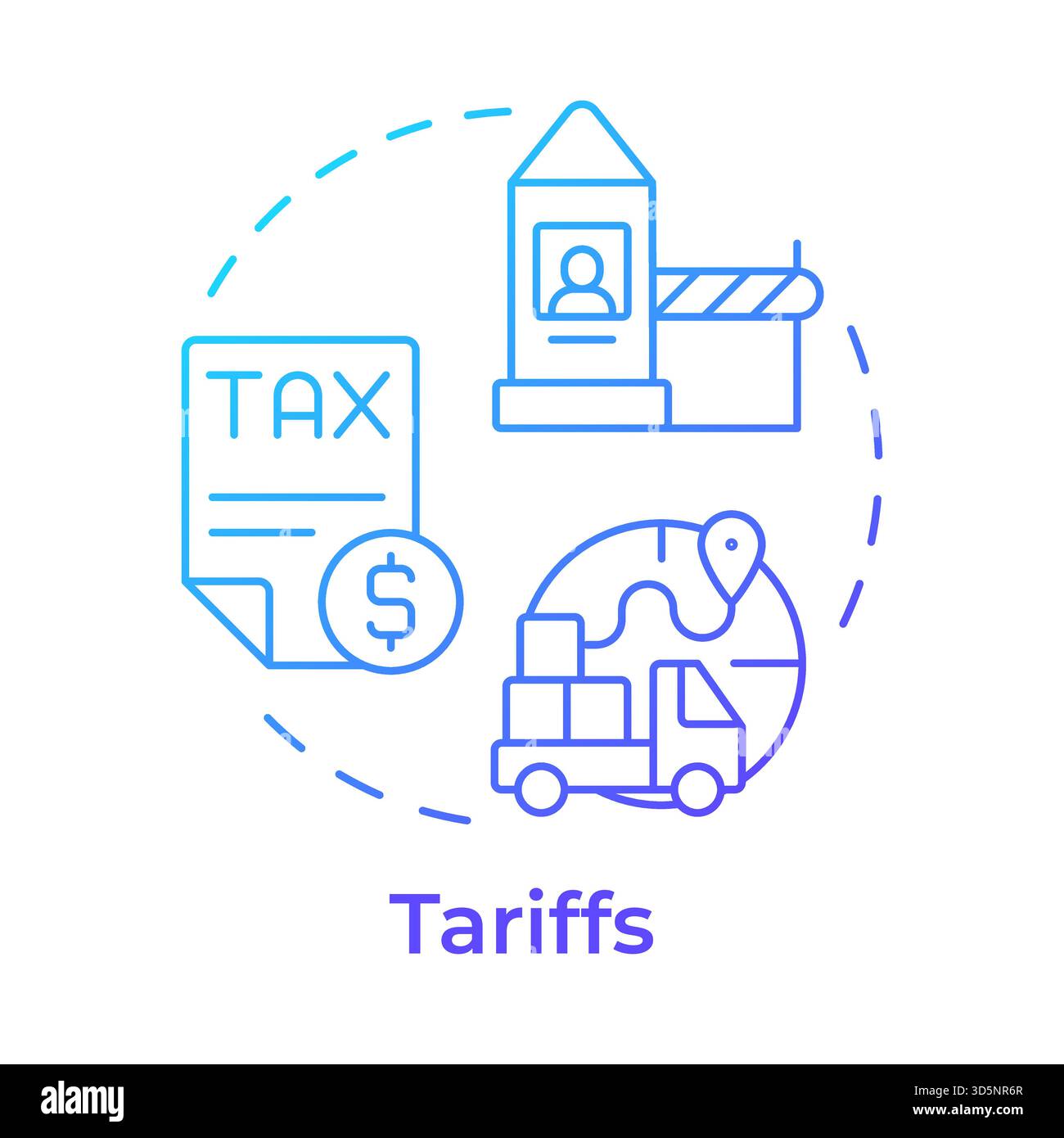 Tariffs blue gradient concept icon Stock Vector